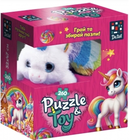 Пазл Единорог 260 эл + мягкая игрушка De.tail DT200-11