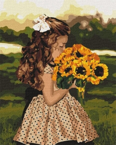 Картина за номерами Дівчинка зі соняшниками 40х50 Ідейка KHO4662