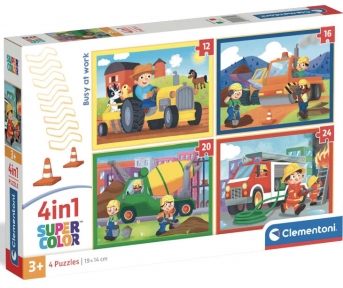 Пазли 4в1 Бас на роботі 12, 16,20, 24ел Clementoni 21741