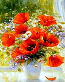 Алмазная мозаика с подрамником Букет ярких маков 40 х 50 см My-Art TN526