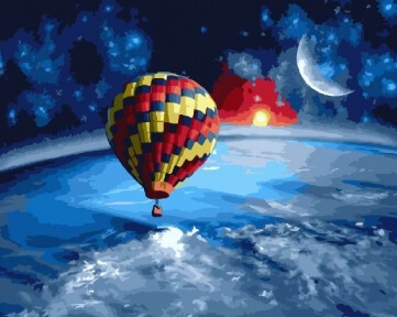 Картина Навколо Землі на повітряній кулі 40 х 50 см Brushme GX22551