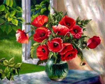 Алмазная мозаика с подрамником Яркие красные маки 40 х 50 см My-Art TN233
