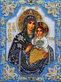 Алмазная мозаика с подрамником Икона Дева Мария с Иисусом 40 х 50 см My-Art TN552