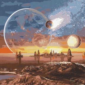 Картина по номерам Космическая пустыня с красками металлик 50х50 Идейка KHO9541
