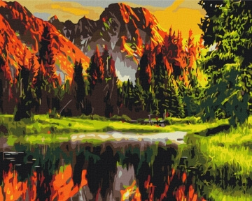 Картины по номерам Захід в гірській долині 40x50 Brushme BS3348