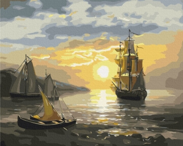 Картини за номерами Вітрильник на заході сонця 48x60 Brushme BS52673L
