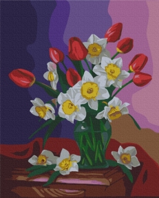 Картины по номерам Букет тюльпанов и нарциссов © Valentyna Ivanova 48x60 Brushme BS53486L