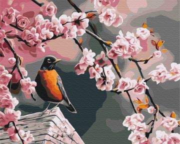 Картины по номерам Снегирь и сакура 48x60 Brushme BS52216L
