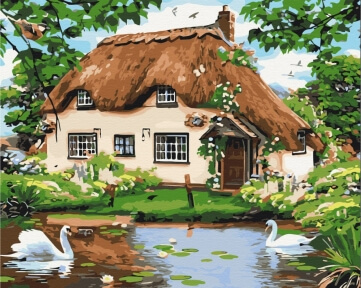 Картины по номерам Сільський будиночок 40x50 Brushme BS8291