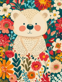Картины по номерам Медвежонок в цветах 30x40 Brushme KBS0159