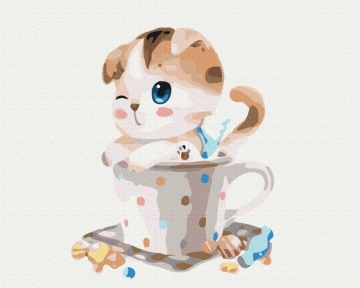 Картини за номерами Кошеня у чашці 48x60 Brushme BS8395L