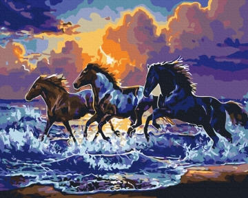 Картини за номерами Табун чорних скакунів 48x60 Brushme BS34306L