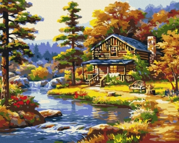 Картины по номерам Дом у озера 48x60 Brushme BS51963L
