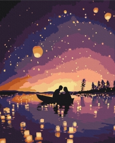 Картины по номерам Свидание в свете небесных фонариков 48x60 Brushme BS51809L