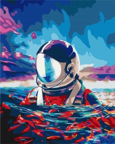 Картины по номерам Астронавт и рыбки 48x60 Brushme BS35337L
