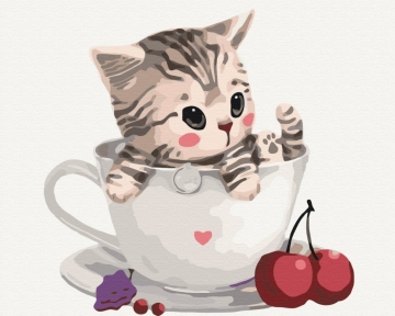 Картины по номерам Котик в чашке 48x60 Brushme BS8396L