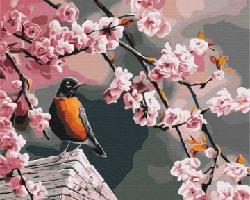 Картины по номерам Снігур та сакура 40x50 Brushme BS52216