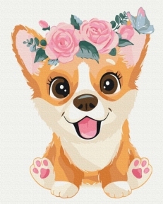 Картины по номерам Корги в веночке 48x60 Brushme BS7097L
