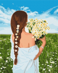 Картины по номерам Девушка с ромашками 48x60 Brushme BS51714L
