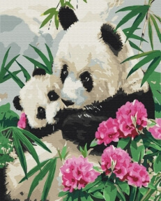 Картины по номерам Мама панда с детенышем 40x50 Brushme BS51964
