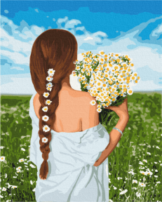 Картины по номерам Дівчина з ромашками 40x50 Brushme BS51714