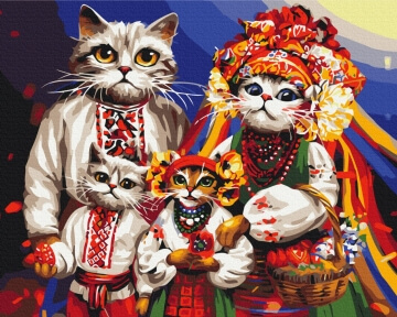 Картины по номерам Кошачья семья © Марианна Пащук 48x60 Brushme BS53872L
