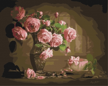Картины по номерам Чайные розы в вазе 40x50 Brushme BS7814
