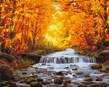 Картины по номерам Водопад в осенний позолоте 48x60 Brushme BS34060L