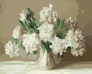 Картины по номерам Белые пионы в вазе 48x60 Brushme BS51399L