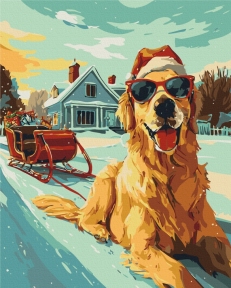 Картины по номерам Хвостатый Санта 40x50 Brushme BS54500