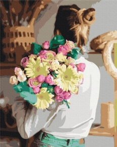 Картины по номерам Девушка с букетом 48x60 Brushme BS52539L