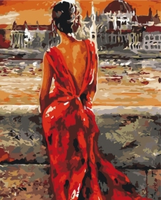 Картины по номерам Леди в красном 48x60 Brushme BS52664L