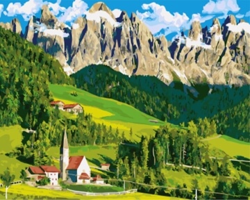 Картини за номерами Будинок у Альпах 40x50 Brushme BS21692
