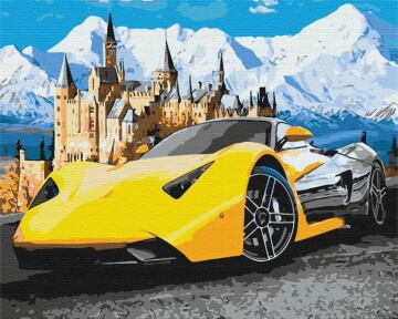 Картины по номерам Lamborghini у замка 40x50 Brushme BS28723