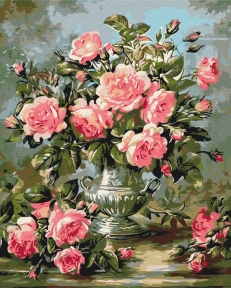 Картины по номерам Букет пионовидних роз 48x60 Brushme BS51968L