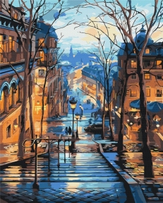 Картины по номерам Вечерний город после дождя 48x60 Brushme BS51371L