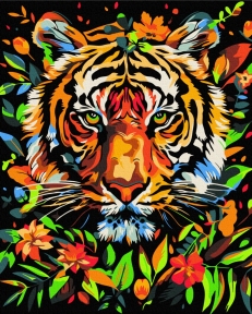 Картини за номерами Тигр у квітах 40x50 Brushme BSB0026