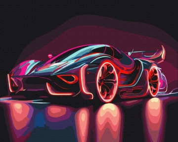 Картины по номерам Неоновий автомобіль 48x60 Brushme BS53713L