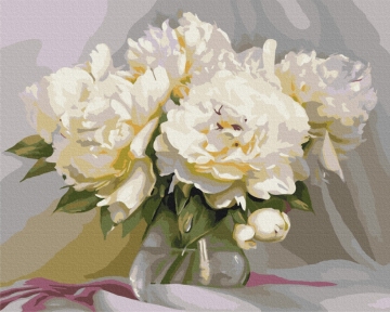 Картины по номерам Изысканная нежность пионов 48x60 Brushme BS51373L