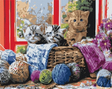 Картини за номерами Кошенята в кошику 48x60 Brushme BS36646L