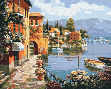 Картины по номерам Затишне приморська містечко 40x50 Brushme BS6917
