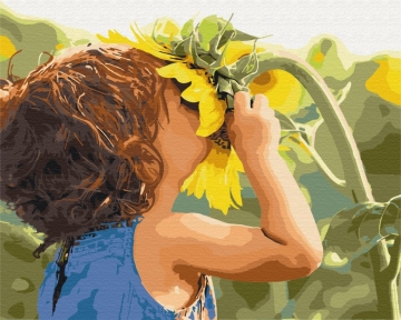 Картины по номерам Ребенок у подсолнуха 40x50 Brushme BS3307