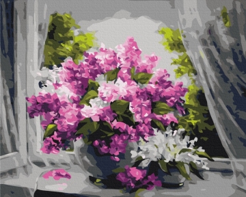 Картины по номерам Сирень на окне 48x60 Brushme BS8592L