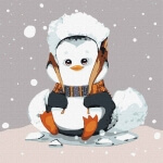 Картина за номерами Маленький пінгвінчик Софія Нікуліна 25 х 25 см Ідейка КН02372