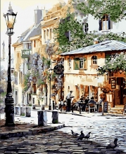 Алмазная мозаика с подрамником Кафе на уютной улочке 40 х 50 см My-Art TN962