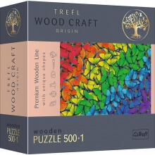 Пазл Цветные бабочки 500 +1 эл фигурные деревянные элементы Trefl 20159