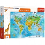 Пазл навчальний Карта світу тварини англ. 104 ел Trefl 15570
