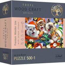 Пазл Різдвяні котики 500+1 ел фігурні деревяні елементи Trefl 20172