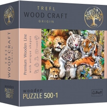 Пазл Дикие кошки в джунглях 500 +1 эл фигурные деревянные элементы Trefl 20152