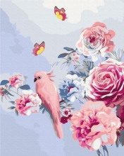 Картины по номерам Попугай в цветах 48x60 Brushme BS33352L